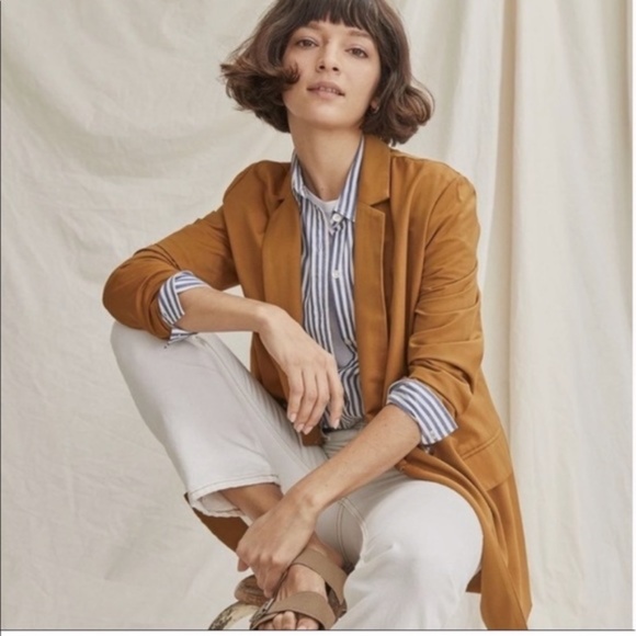 Elizabeth & James Dark Gold Mustard Oversized Double Breasted Blazer XS - Picture 1 of 10